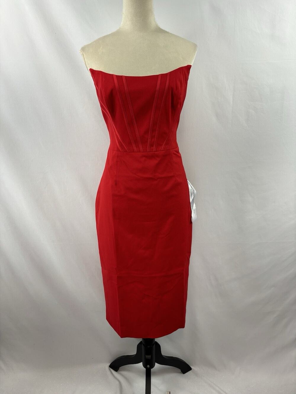 NWT Dress the Population Cosette Strapless Corset Dress Red Large Formal Boning
